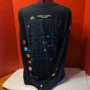Black Long Sleeve Pac-Man Graphic Shirt